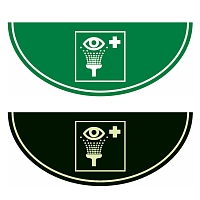 Podlahová značka výseč – Výplach očí, zelená/fotoluminiscenční